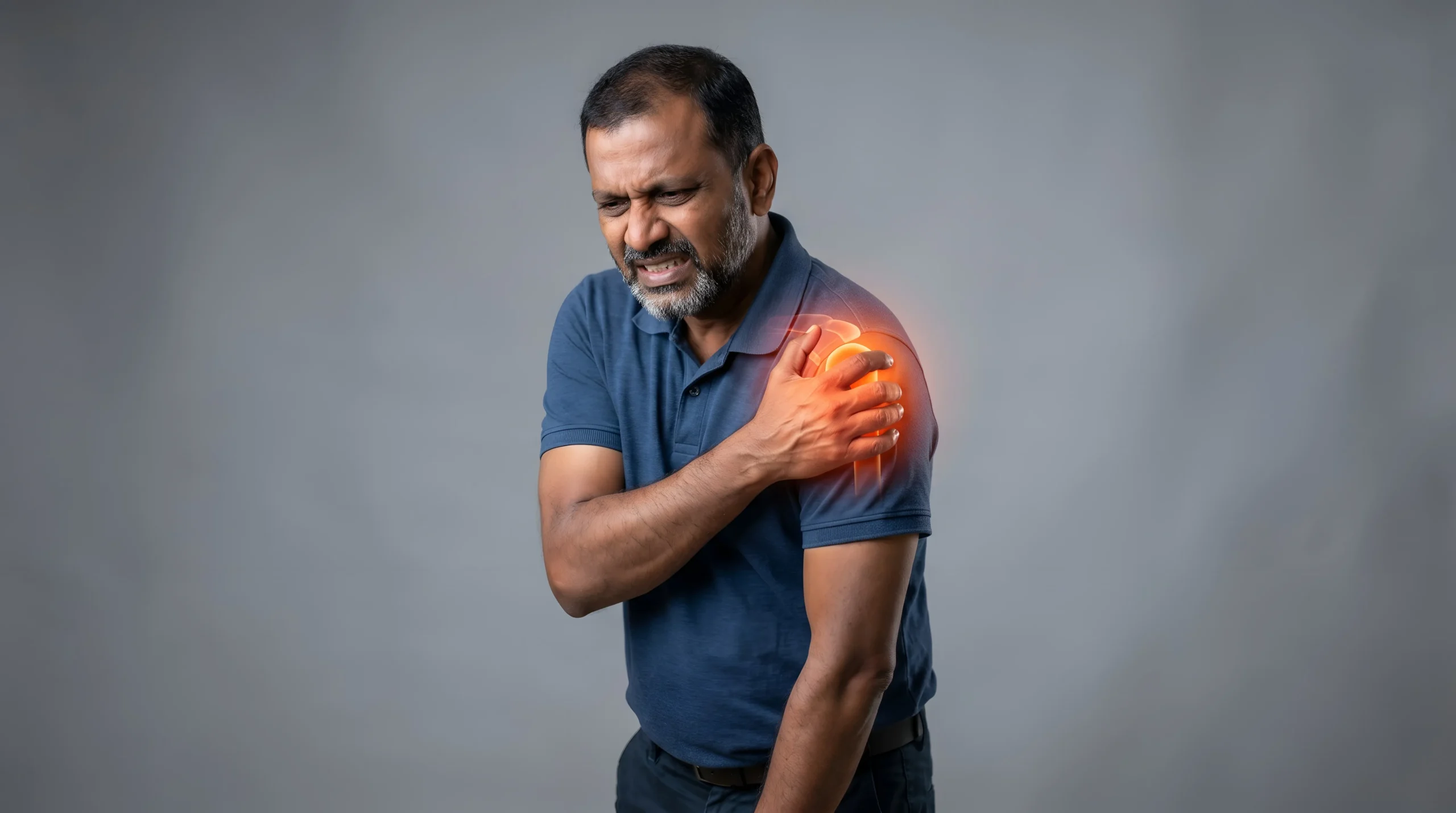 Woman with frozen shoulder pain